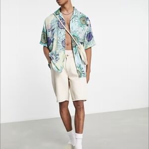 Bershka Men's Floral Print Shirt Size L